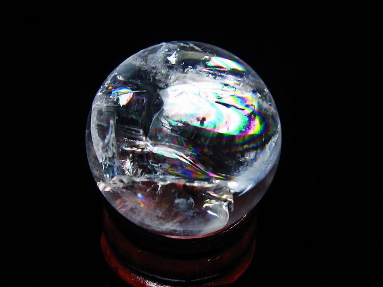 虹入り ヒマラヤ水晶 丸玉 28mm [t317-5381] 3枚目