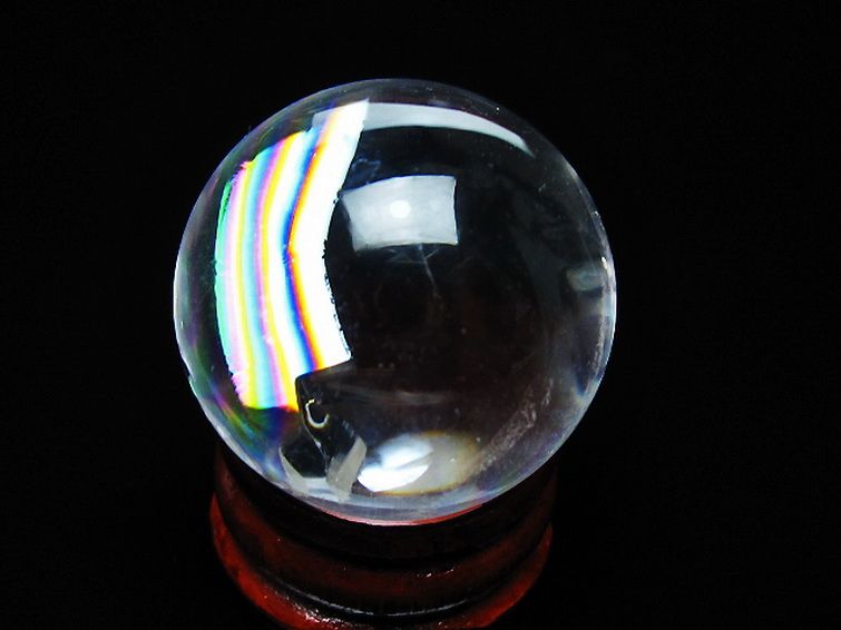 虹入り ヒマラヤ水晶 丸玉 28mm [t317-5382] 1枚目