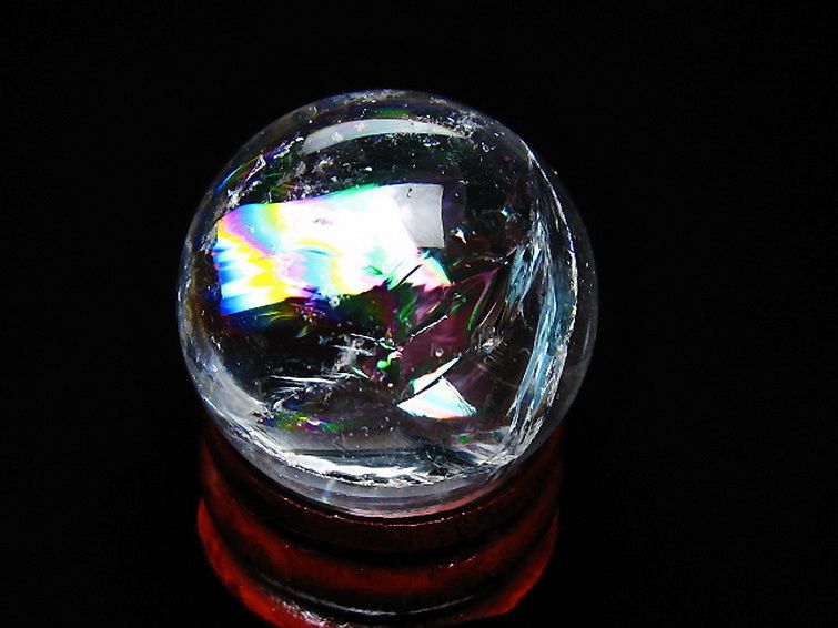 虹入り ヒマラヤ水晶 丸玉 25mm [t317-5384] 1枚目