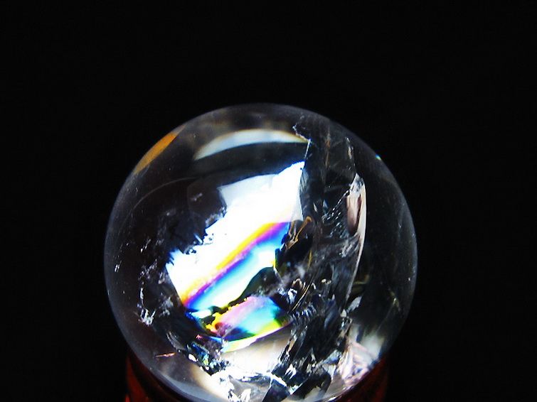 虹入り ヒマラヤ水晶 丸玉 26mm [t317-5391] 2枚目