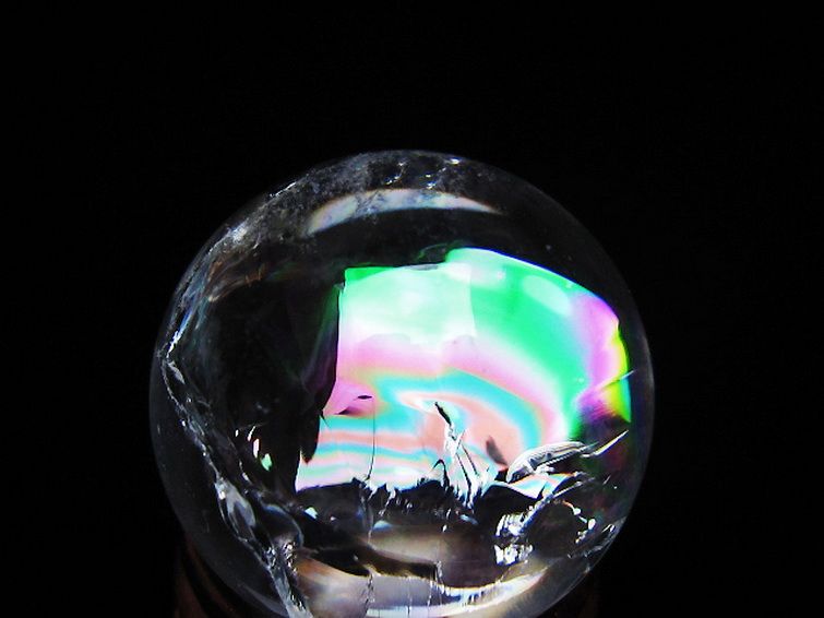 虹入り ヒマラヤ水晶 丸玉 25mm [t317-5392] 2枚目