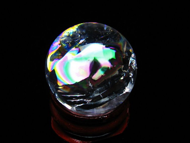 虹入り ヒマラヤ水晶 丸玉 25mm [t317-5392] 3枚目