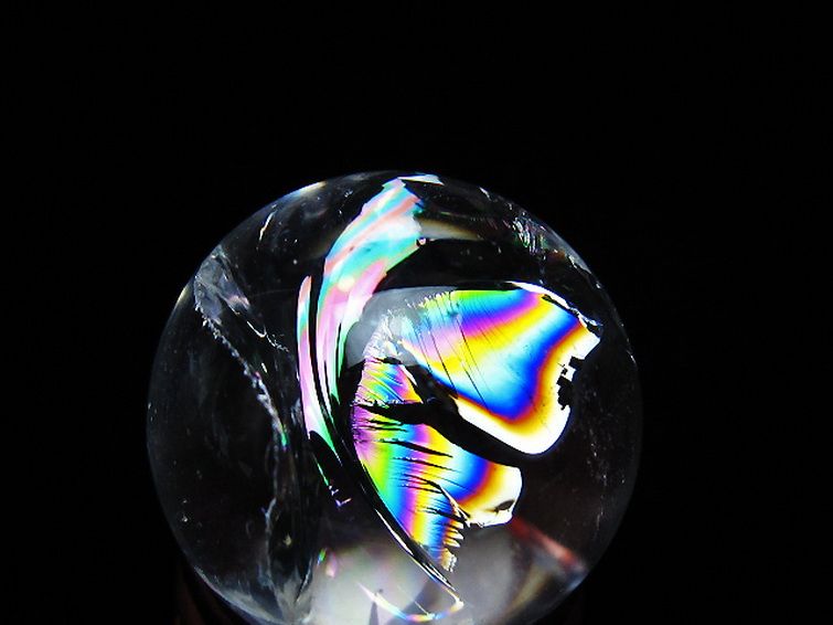 虹入り ヒマラヤ水晶 丸玉 26mm [t317-5399] 2枚目