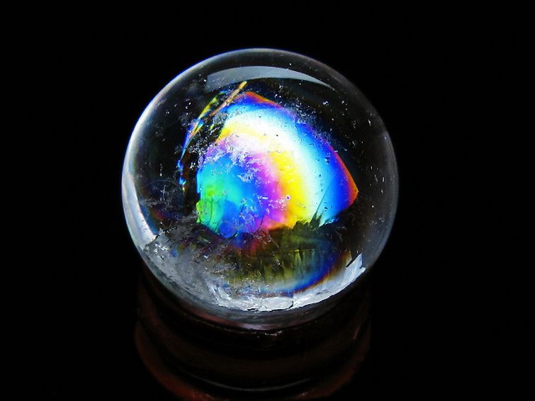 虹入り ヒマラヤ水晶 丸玉 26mm [t317-5401] 1枚目