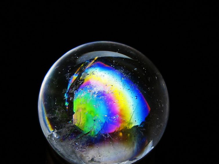 虹入り ヒマラヤ水晶 丸玉 26mm [t317-5401] 2枚目