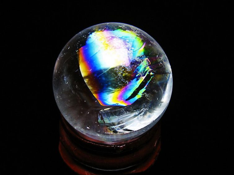 虹入り ヒマラヤ水晶 丸玉 26mm [t317-5401] 3枚目