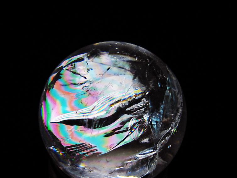 虹入り ヒマラヤ水晶 丸玉 26mm [t317-5402] 2枚目