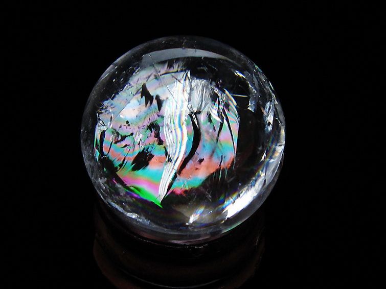 虹入り ヒマラヤ水晶 丸玉 26mm [t317-5402] 3枚目