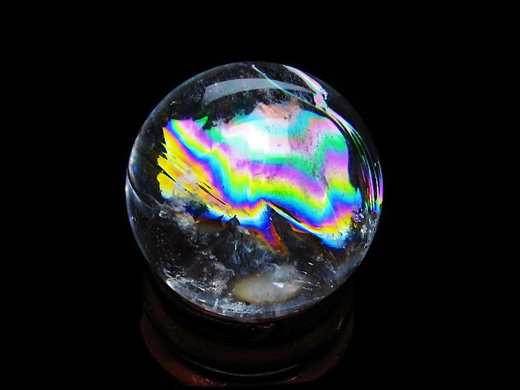 虹入り ヒマラヤ水晶 丸玉 26mm [t317-5406] 1枚目