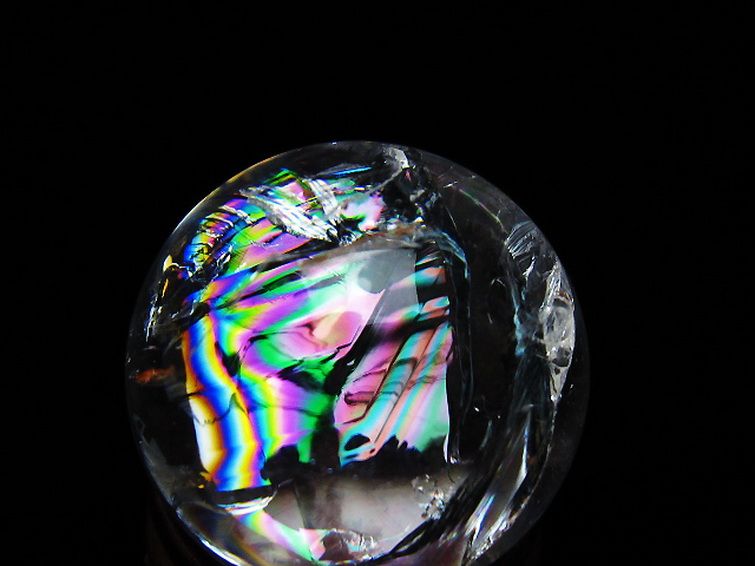 虹入り ヒマラヤ水晶 丸玉 25mm [t317-5407] 2枚目