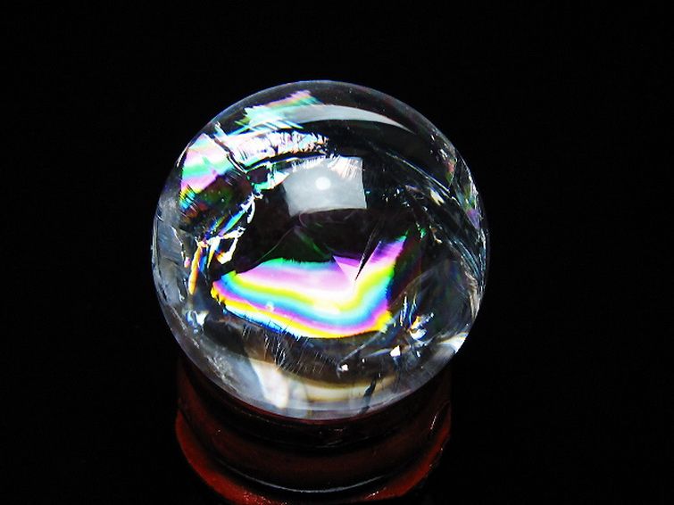 虹入り ヒマラヤ水晶 丸玉 27mm [t317-5415] 3枚目