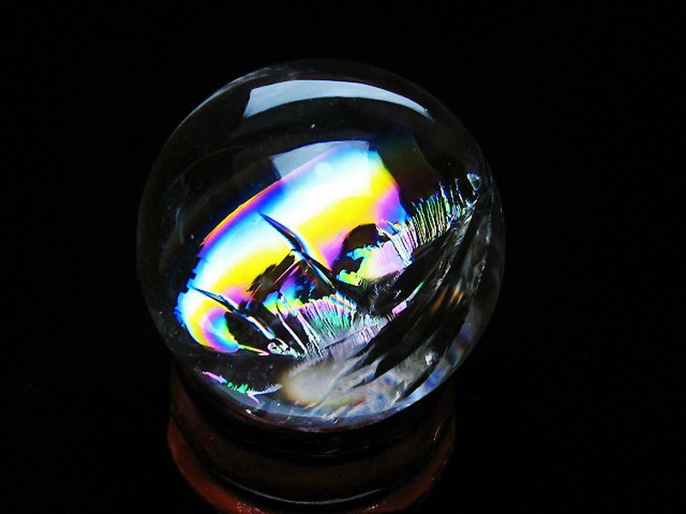 虹入り ヒマラヤ水晶 丸玉 28mm [t317-5416] 1枚目