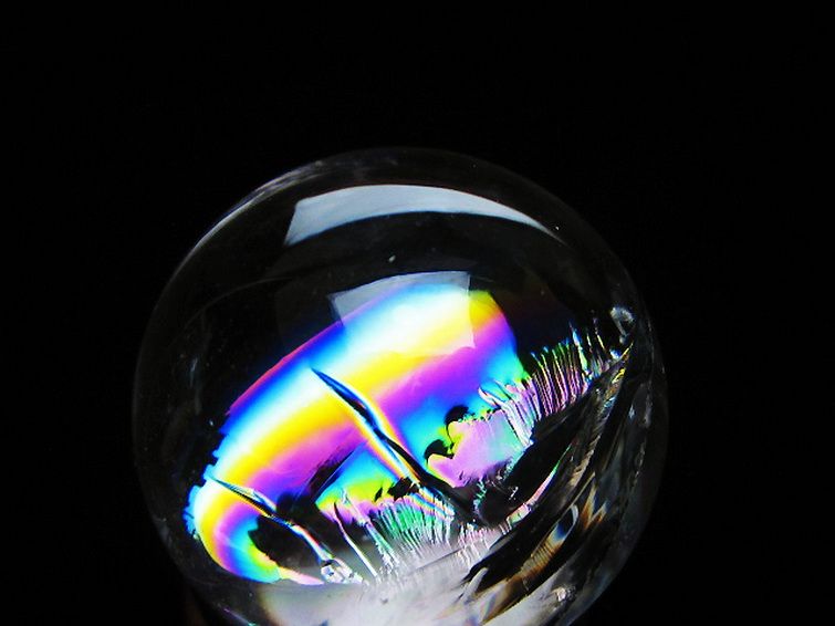 虹入り ヒマラヤ水晶 丸玉 28mm [t317-5416] 2枚目