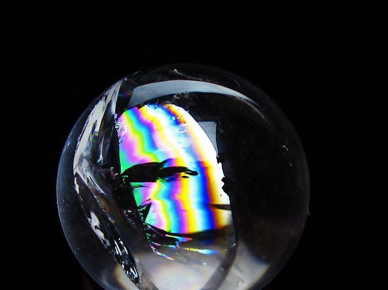 虹入り ヒマラヤ水晶 丸玉 28mm [t317-5417] 2枚目