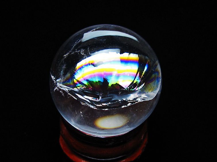 虹入り ヒマラヤ水晶 丸玉 28mm [t317-5417] 3枚目