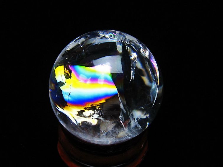 虹入り ヒマラヤ水晶 丸玉 28mm [t317-5418] 1枚目