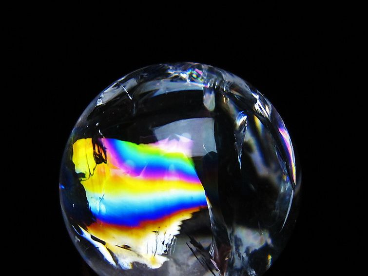 虹入り ヒマラヤ水晶 丸玉 28mm [t317-5418] 2枚目