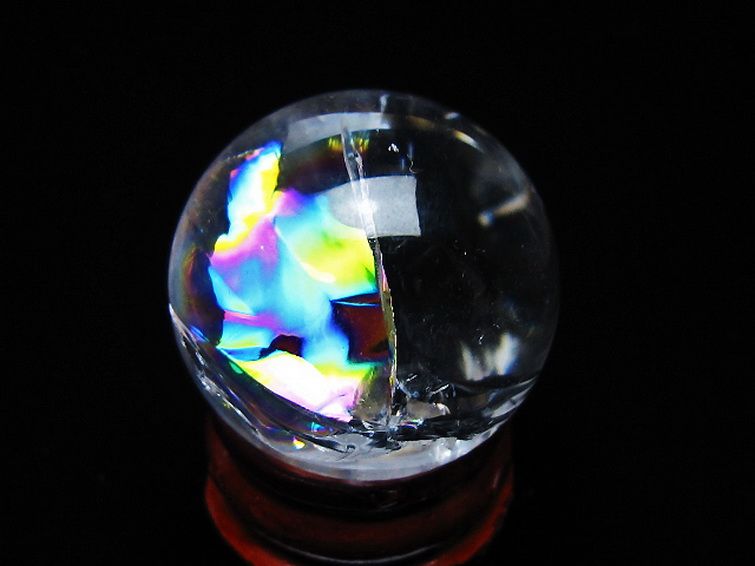 虹入り ヒマラヤ水晶 丸玉 28mm [t317-5418] 3枚目