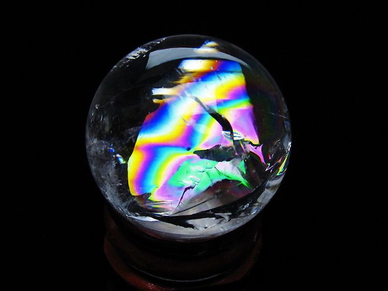 虹入り ヒマラヤ水晶 丸玉 28mm [t317-5419] 1枚目