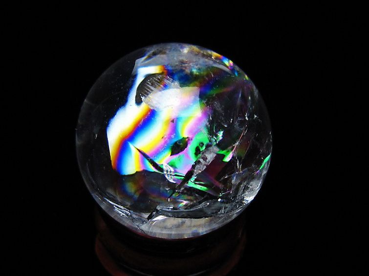 虹入り ヒマラヤ水晶 丸玉 28mm [t317-5419] 3枚目