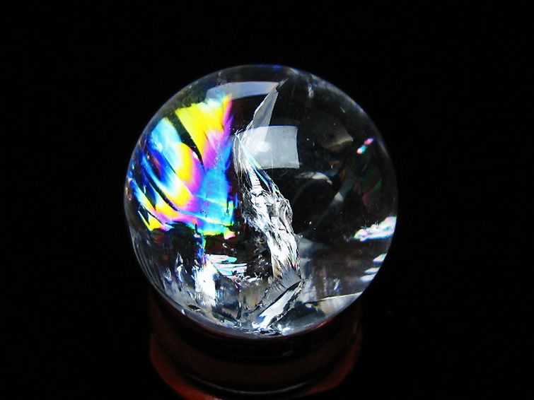 虹入り ヒマラヤ水晶 丸玉 28mm [t317-5422] 1枚目