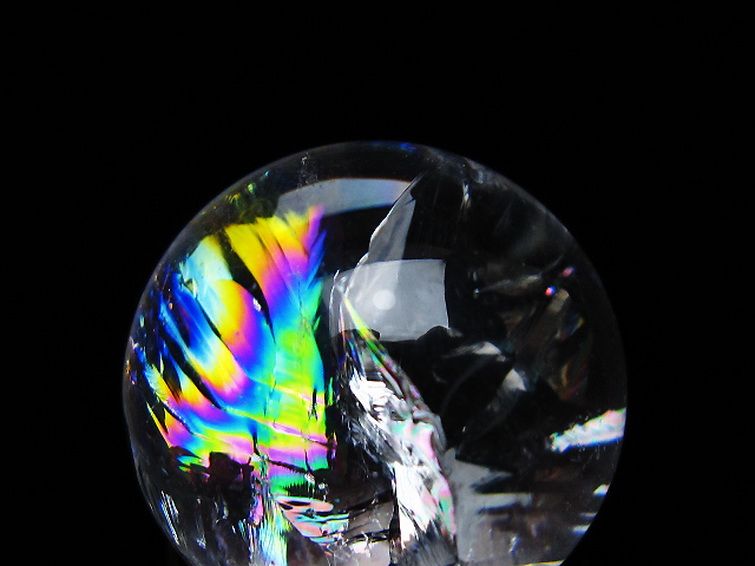 虹入り ヒマラヤ水晶 丸玉 28mm [t317-5422] 2枚目