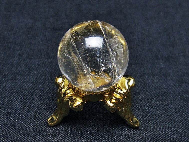 ルチル入り 水晶 丸玉 16mm [T318-4757] 3枚目