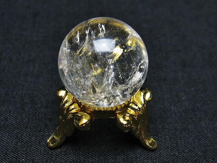 虹入り ルチル入り 水晶 丸玉 17mm [T318-4797] 3枚目