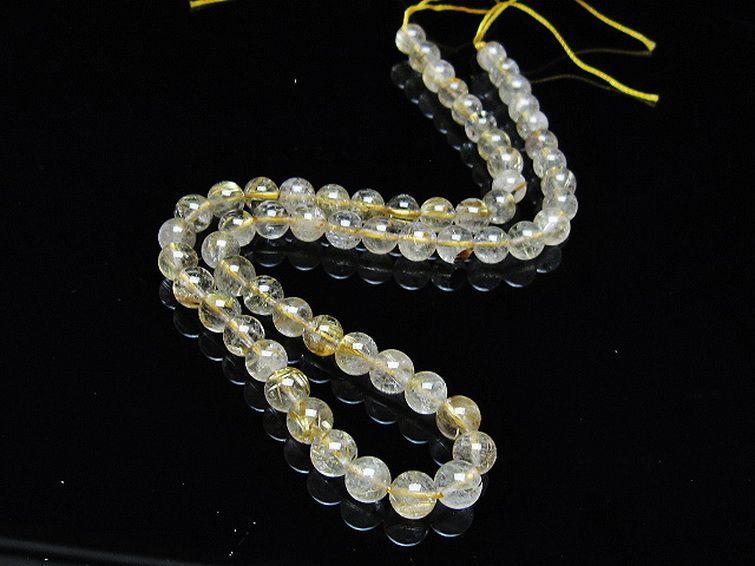 ゴールドタイチンルチル 一連 7mm ビーズ [t320-3712] 3枚目