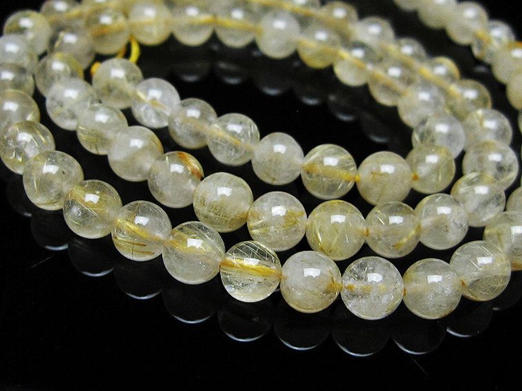 ゴールドタイチンルチル 一連 6mm ビーズ [t320-3731] 2枚目