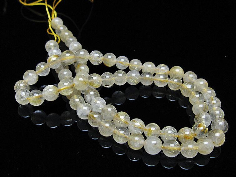 ゴールドタイチンルチル 一連 6mm ビーズ [t320-3731] 3枚目