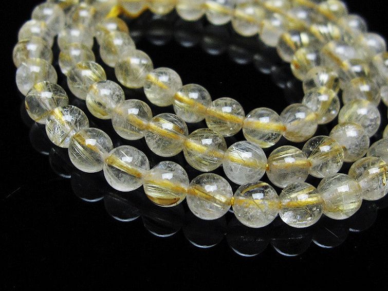 ゴールドタイチンルチル 一連 5mm ビーズ [t320-3746] 2枚目