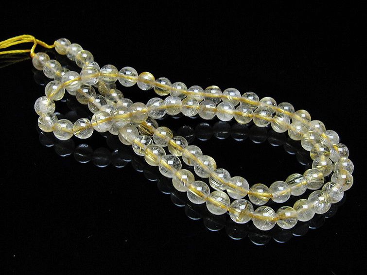ゴールドタイチンルチル 一連 5mm ビーズ [t320-3746] 3枚目