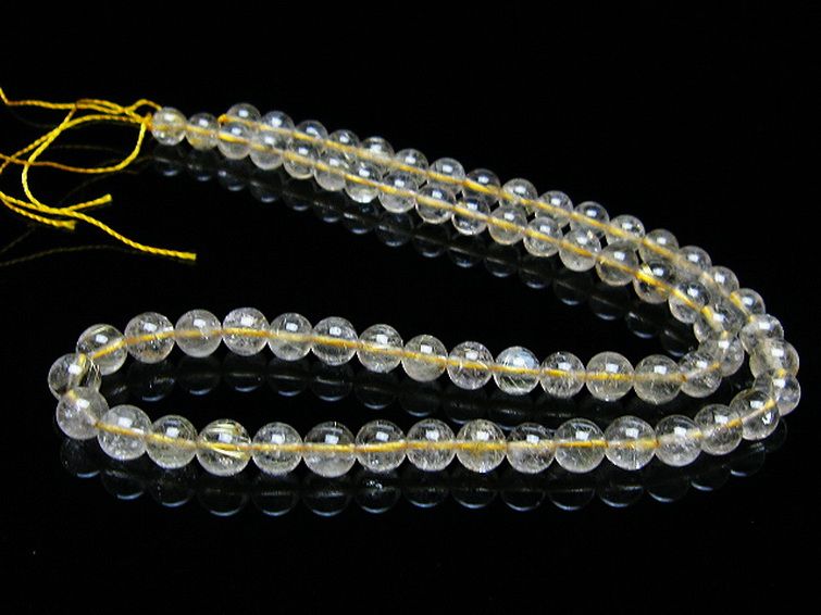 ゴールドタイチンルチル 一連 6mm ビーズ [t320-3784] 3枚目