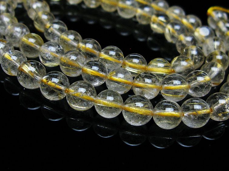 ゴールドタイチンルチル 一連 6mm ビーズ [t320-3790] 2枚目