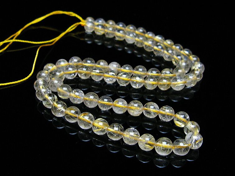 ゴールドタイチンルチル 一連 6mm ビーズ [t320-3790] 3枚目