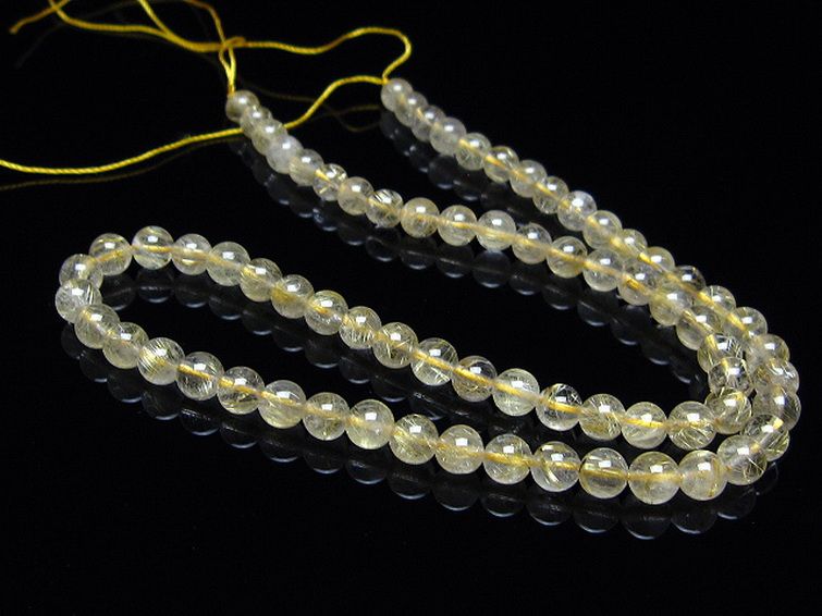 ゴールドタイチンルチル 一連 6mm ビーズ [t320-3875] 3枚目