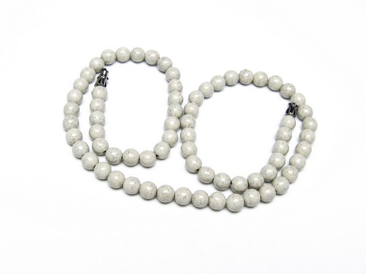 台湾産 北投石 天然ラジウム効果 ネックレス 6mm [t323-3099]