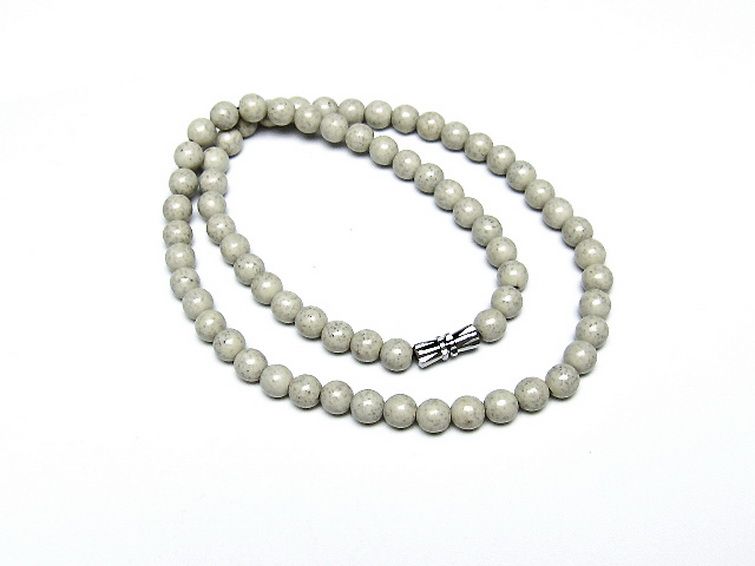 台湾産 北投石 天然ラジウム効果 ネックレス 6mm [t323-3144] 1枚目