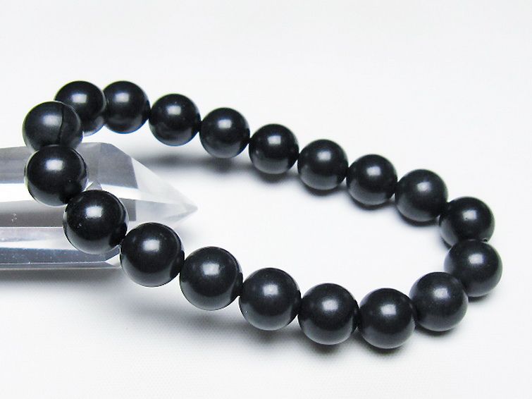 北海道上ノ国町産 ブラックシリカ ブレスレット 10mm [T325-5050] 1枚目
