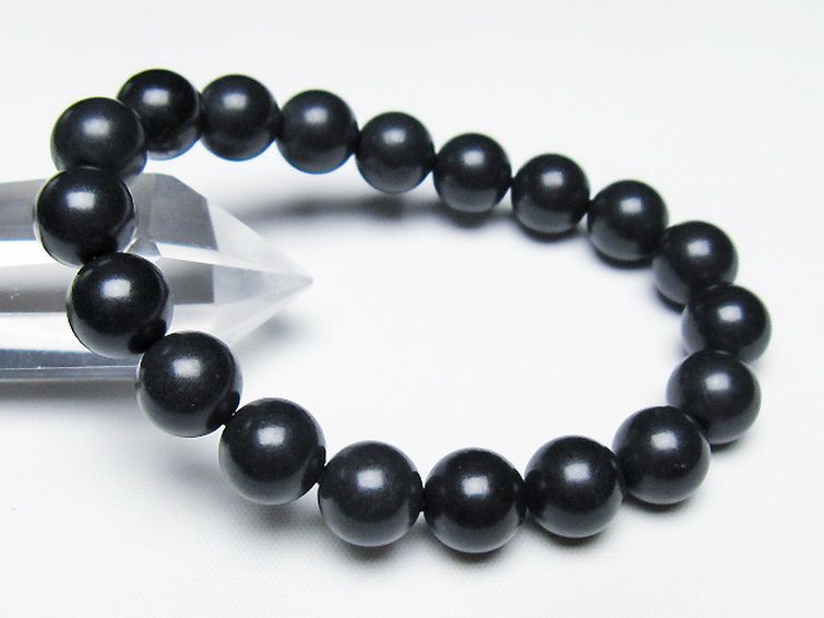 北海道上ノ国町産 ブラックシリカ ブレスレット 10mm [T325-5060] 1枚目