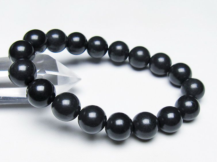 北海道上ノ国町産 ブラックシリカ ブレスレット 12mm [T325-5122] 1枚目