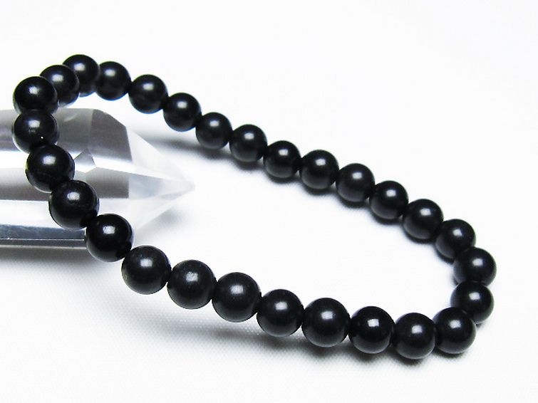 北海道上ノ国町産 ブラックシリカ ブレスレット 7mm [T325-5150] 1枚目