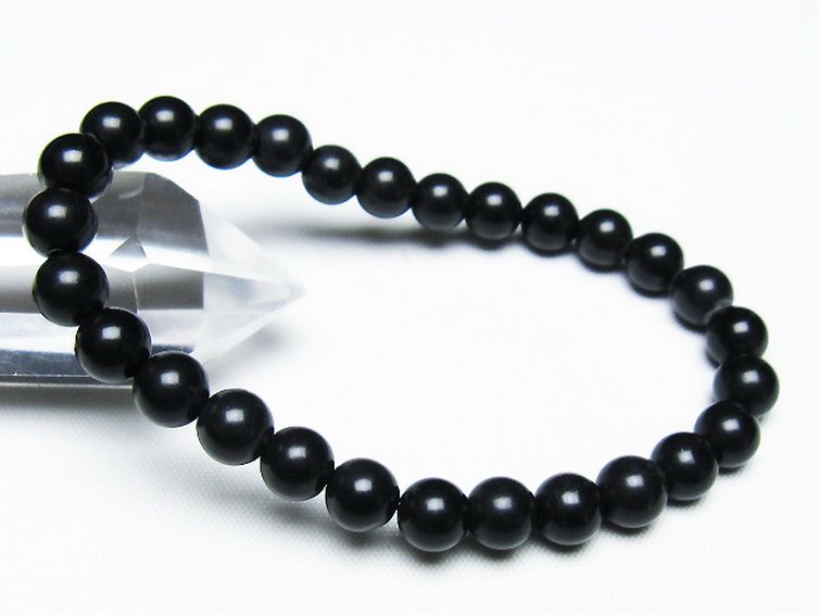 北海道上ノ国町産 ブラックシリカ ブレスレット 7mm [T325-5156] 1枚目