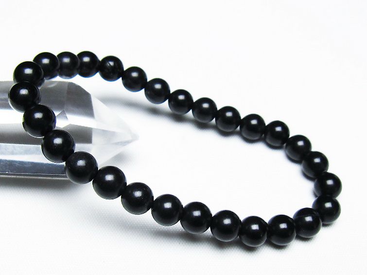北海道上ノ国町産 ブラックシリカ ブレスレット 7mm [T325-5166] 1枚目