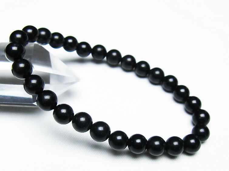 北海道上ノ国町産 ブラックシリカ ブレスレット 7mm [T325-5175] 1枚目