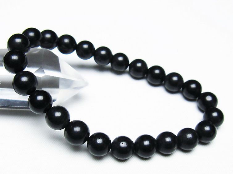 北海道上ノ国町産 ブラックシリカ ブレスレット 8mm [T325-5191] 1枚目
