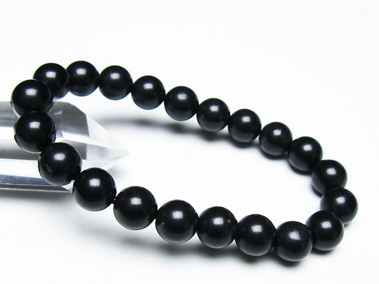 北海道上ノ国町産 ブラックシリカ ブレスレット 10mm [T325-5200] 1枚目