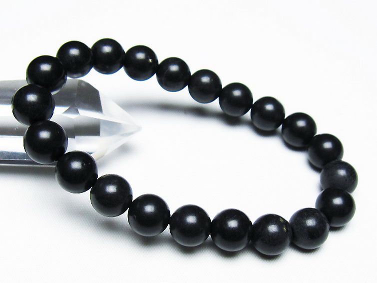 北海道上ノ国町産 ブラックシリカ ブレスレット 10mm [T325-5203] 1枚目