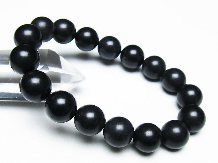 北海道上ノ国町産 ブラックシリカ ブレスレット 12mm [T325-5254] 1枚目